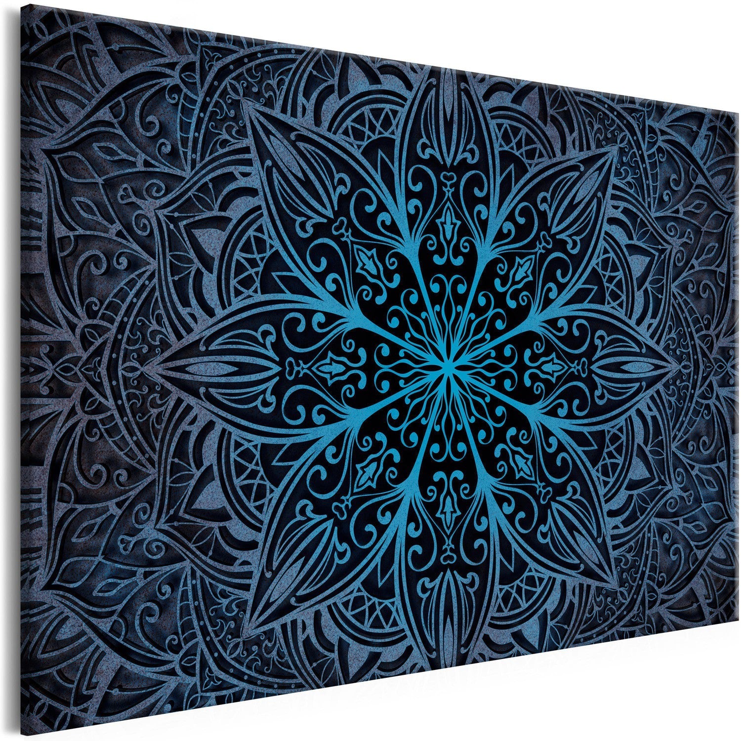 Canvas Tavla - Oriental Flowers Narrow Blue-Tavla Canvas-Artgeist-90x60-peaceofhome.se