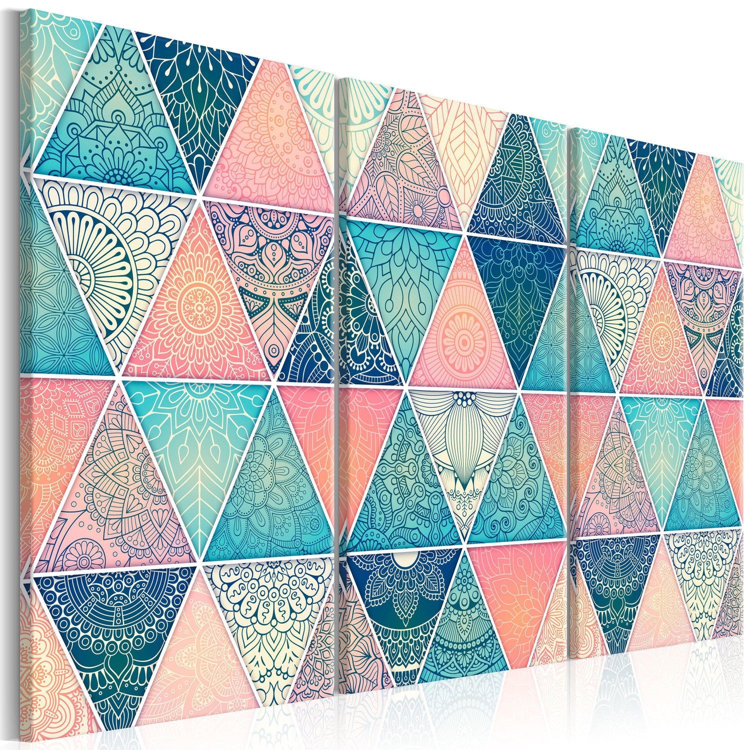 Canvas Tavla - Oriental Triangles (3 delar)-Tavla Canvas-Artgeist-90x60-peaceofhome.se