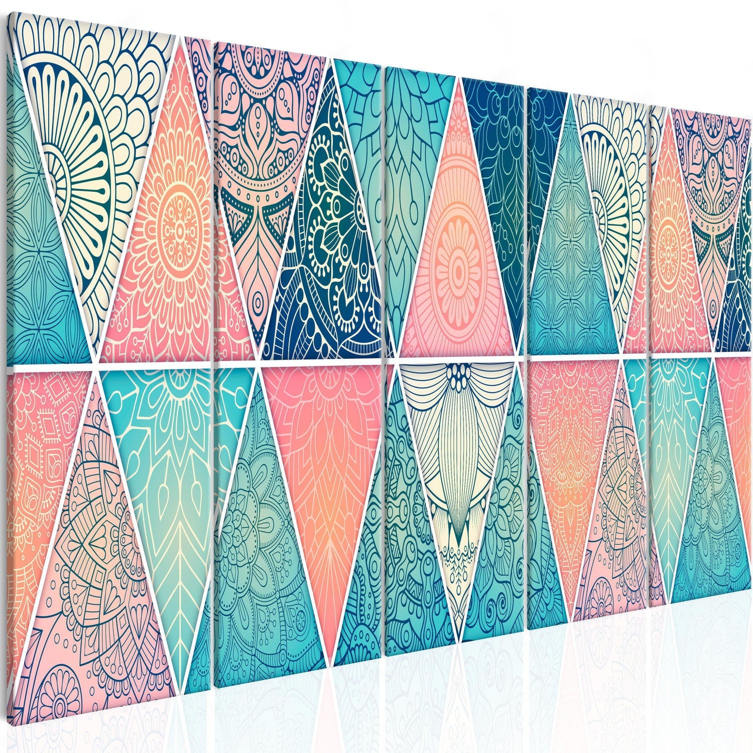 Canvas Tavla - Oriental Triangles (5 delar) Narrow-Tavla Canvas-Artgeist-200x80-peaceofhome.se
