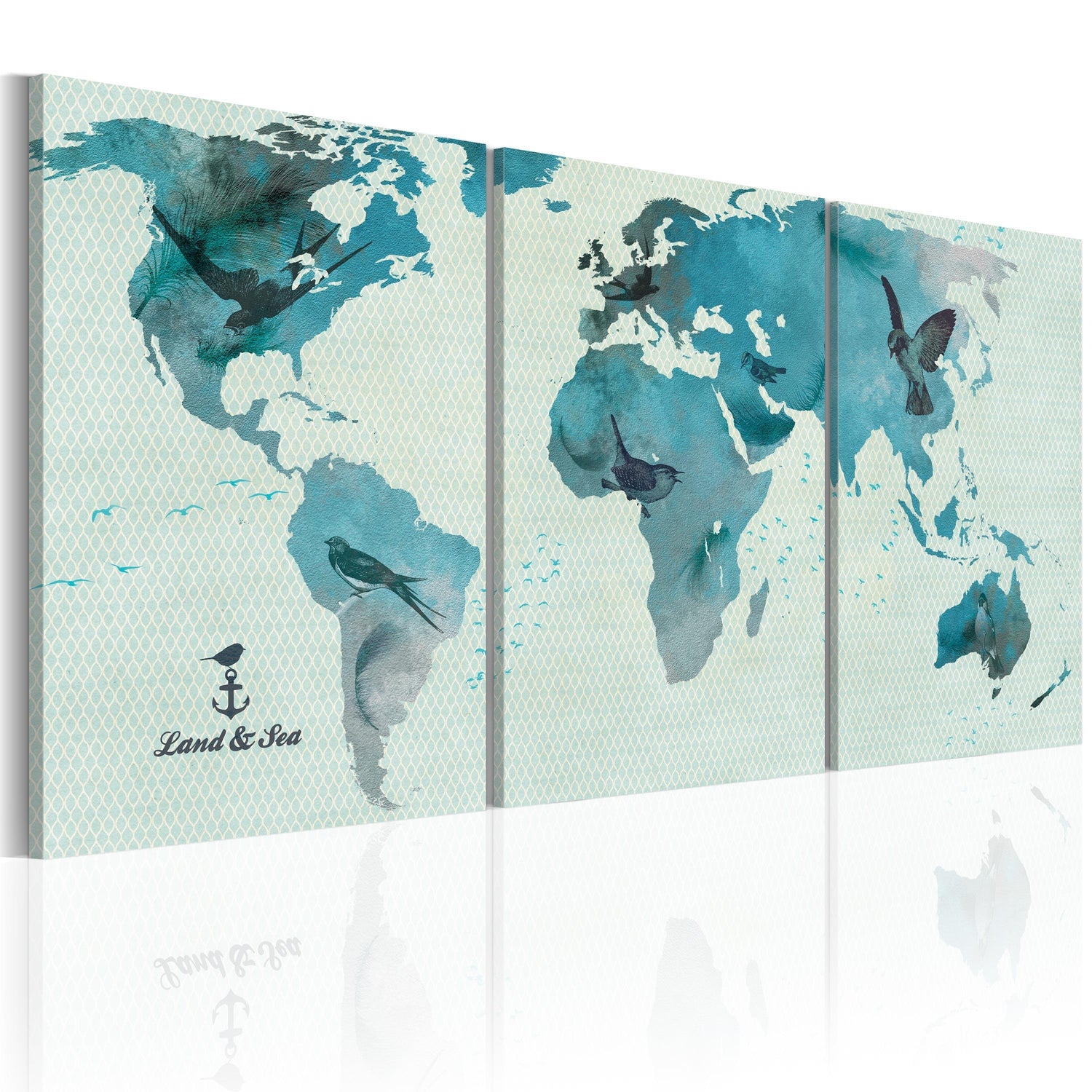 Canvas Tavla - Ornitologiska världskarta-Tavla Canvas-Artgeist-60x30-peaceofhome.se