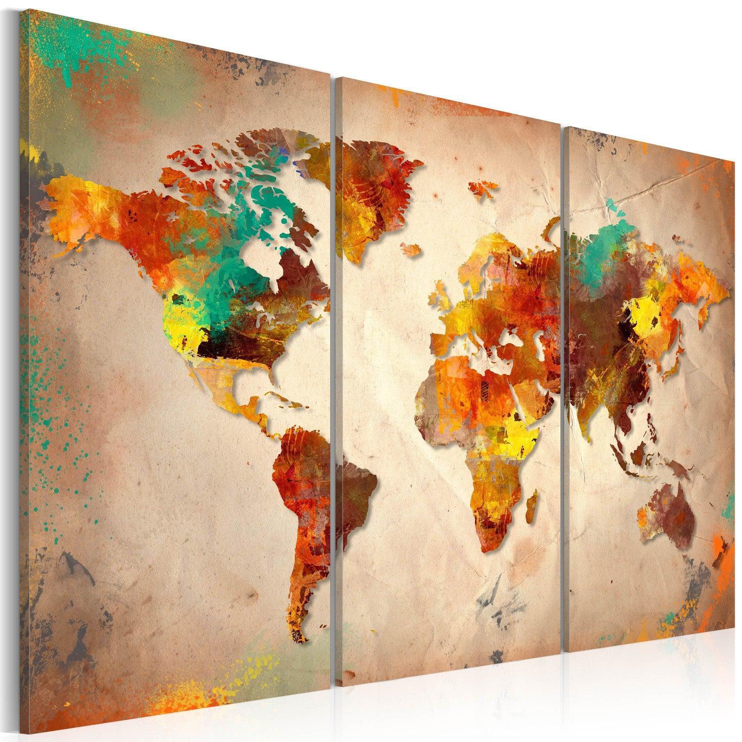 Canvas Tavla - Painted World - triptych-Tavla Canvas-Artgeist-60x40-peaceofhome.se