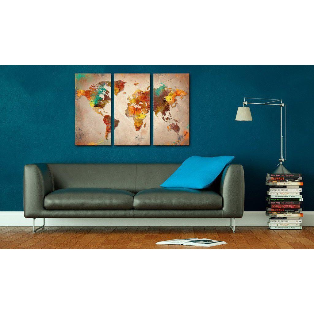 Canvas Tavla - Painted World - triptych-Tavla Canvas-Artgeist-peaceofhome.se
