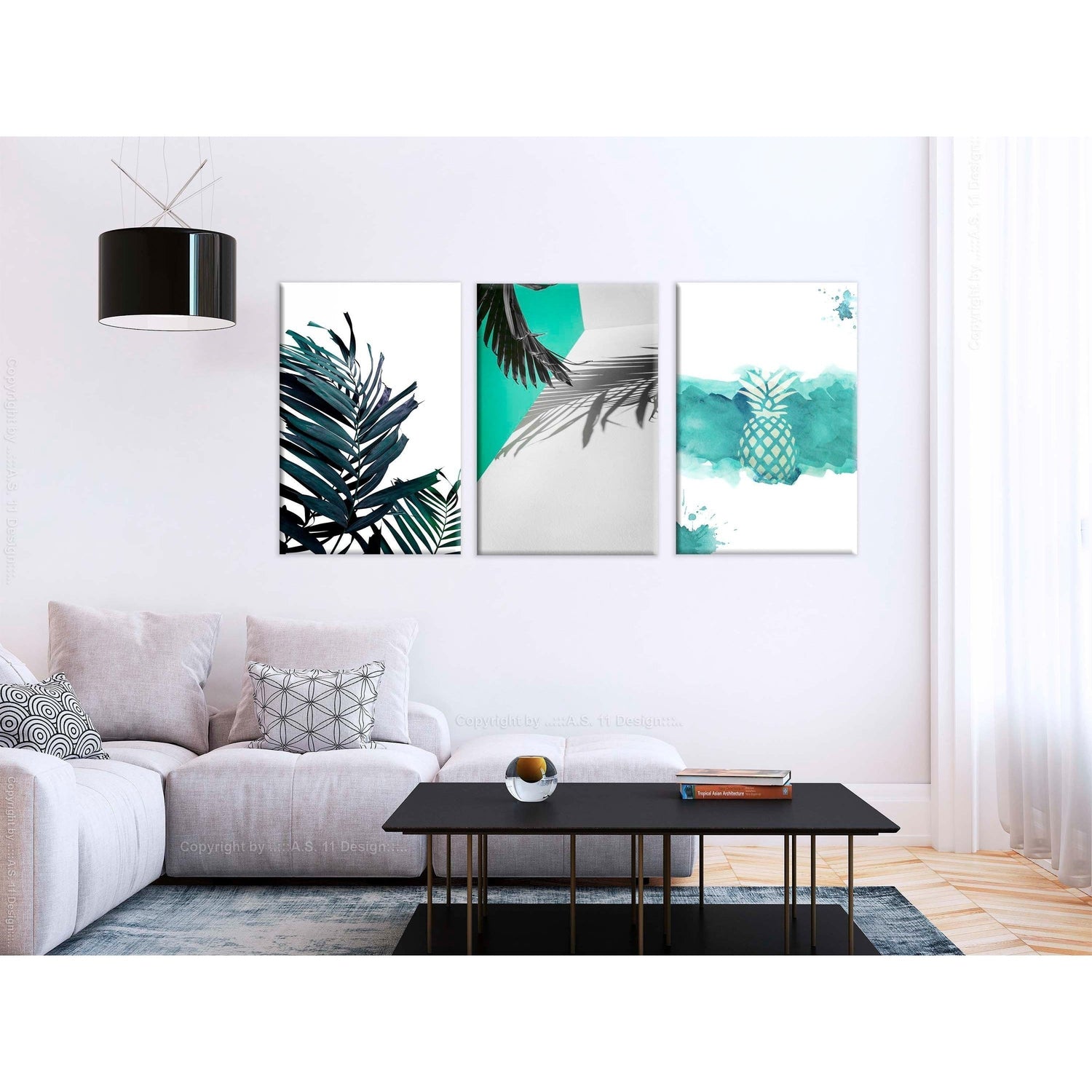 Canvas Tavla - Palm Paradise (3 delar)-Tavla Canvas-Artgeist-120x60-peaceofhome.se