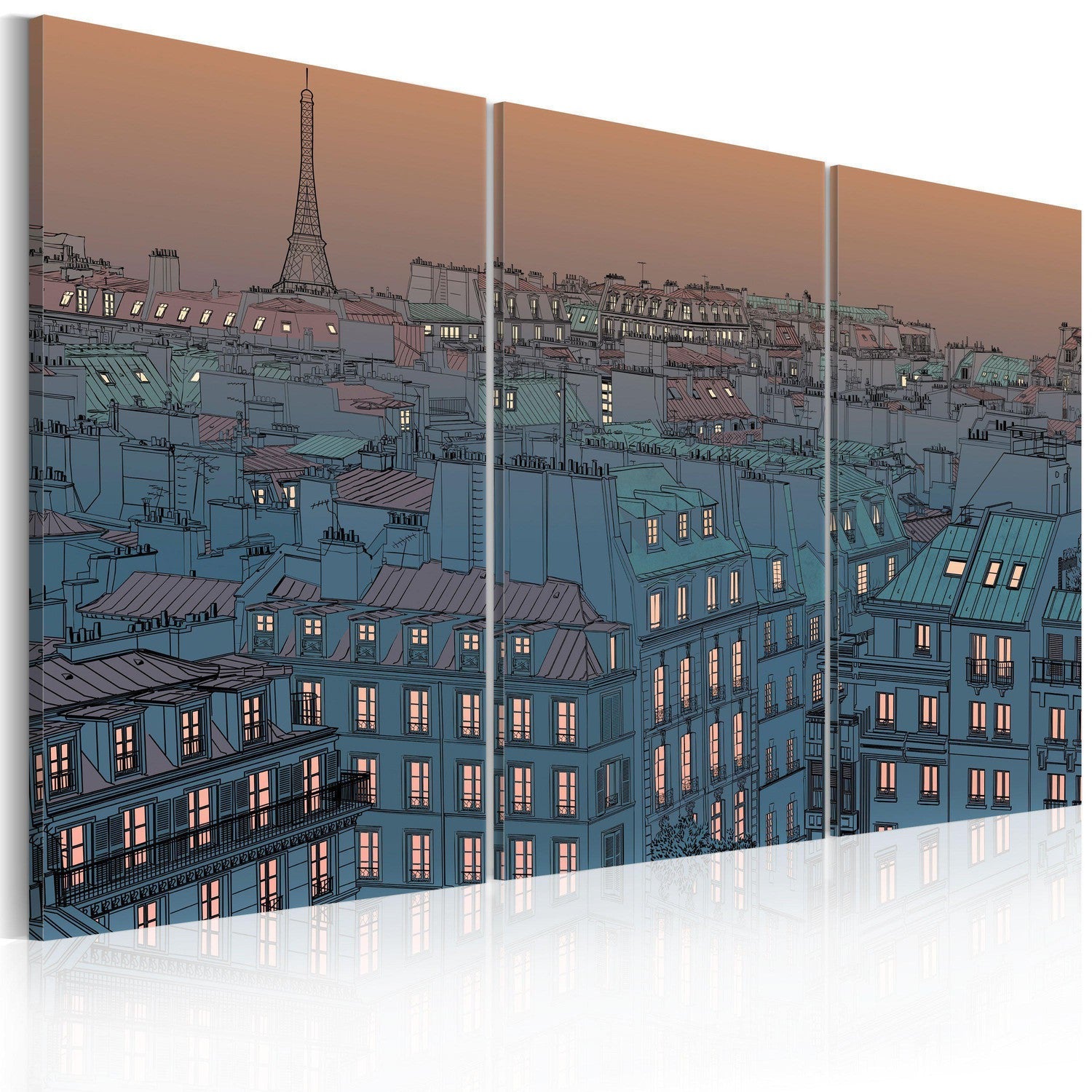 Canvas Tavla - Paris - the city goes to sleep-Tavla Canvas-Artgeist-60x40-peaceofhome.se