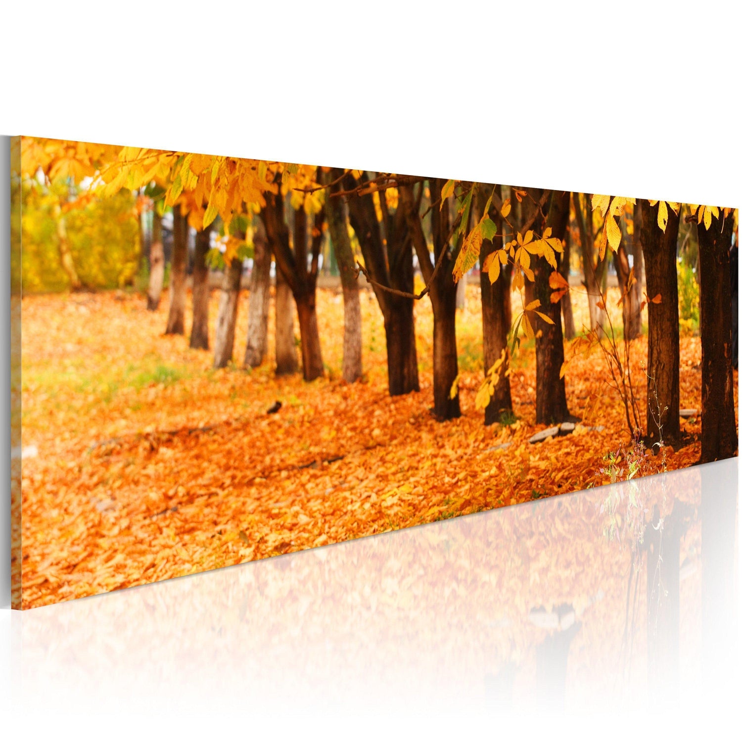 Canvas Tavla - Park covered with golden leaves-Tavla Canvas-Artgeist-120x40-peaceofhome.se