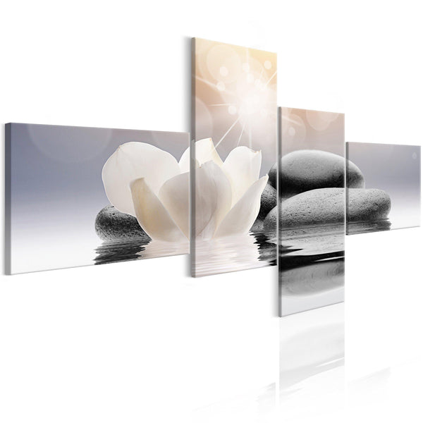 Canvas Tavla - Pebbles in Water (4 delar)-Tavla Canvas-Artgeist-200x100-peaceofhome.se