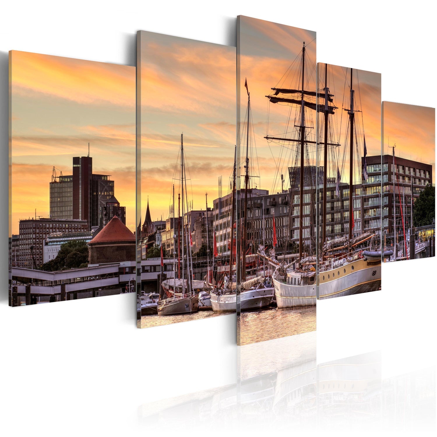 Canvas Tavla - Port of Hamburg-Tavla Canvas-Artgeist-100x50-peaceofhome.se