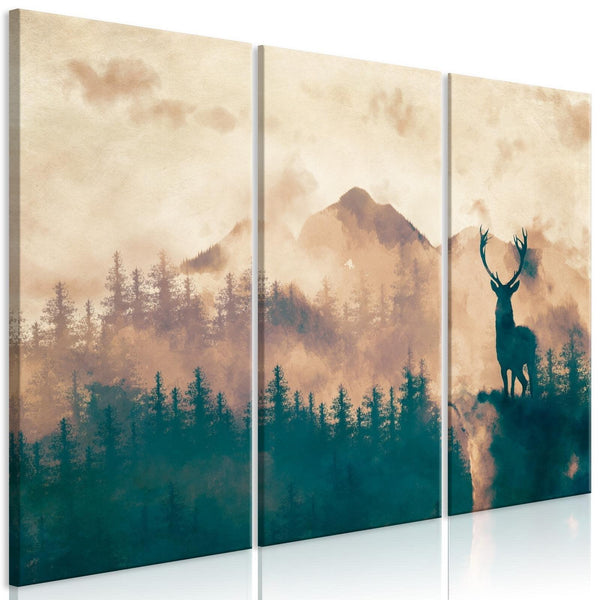 Canvas Tavla - Proud Deer (3 delar)-Tavla Canvas-Artgeist-90x60-peaceofhome.se