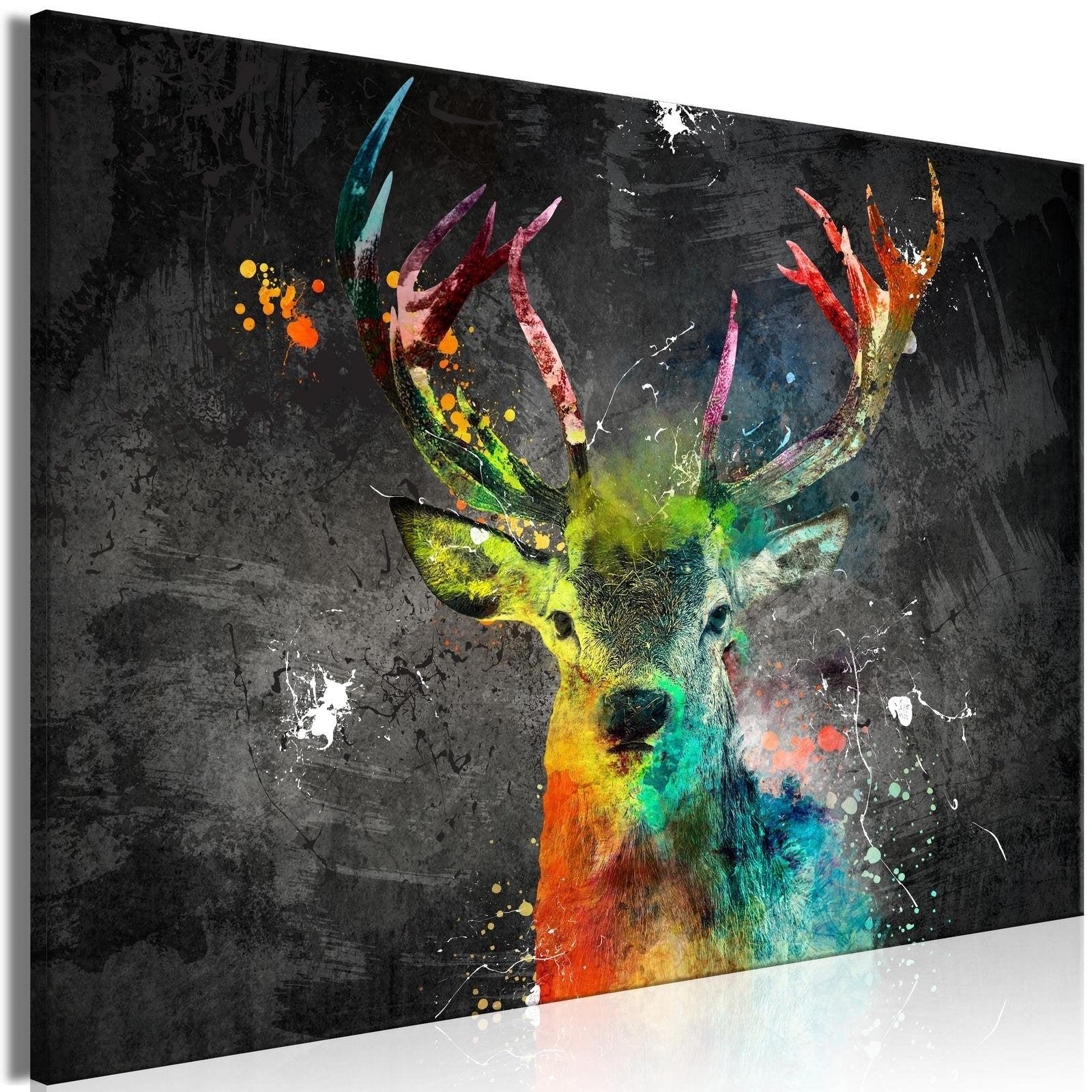 Canvas Tavla - Rainbow Deer Wide-Tavla Canvas-Artgeist-60x40-peaceofhome.se