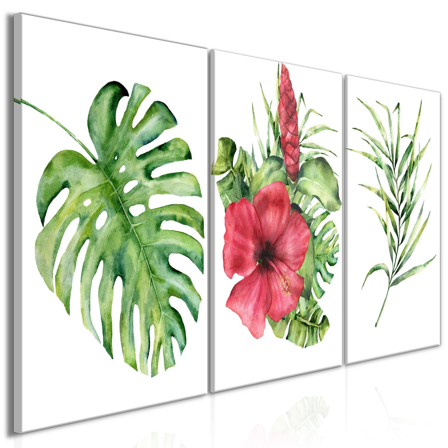 Canvas Tavla - Red Hibiscus (3 delar)-Tavla Canvas-Artgeist-120x60-peaceofhome.se