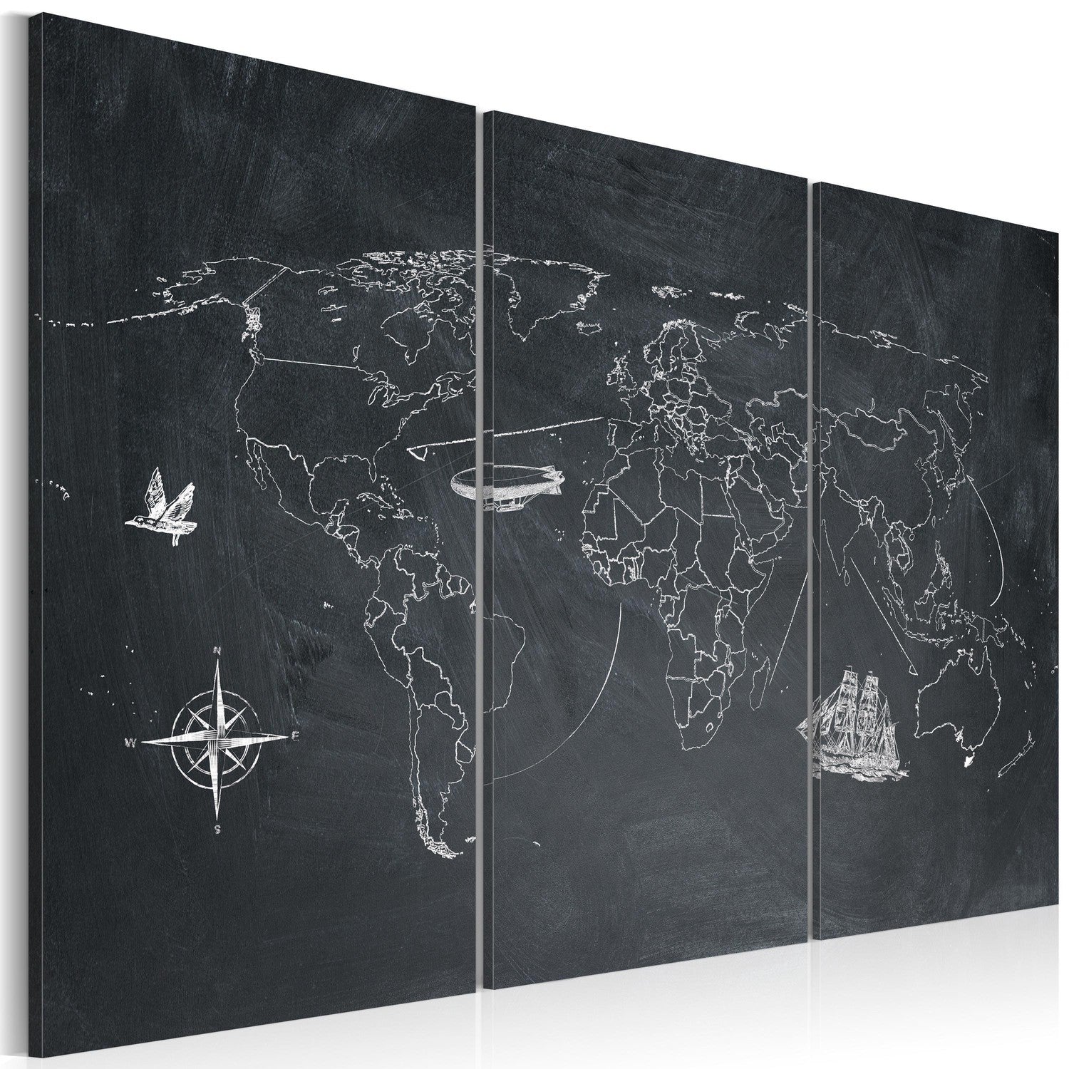 Canvas Tavla - Resa runt världen - triptyken-Tavla Canvas-Artgeist-60x40-peaceofhome.se