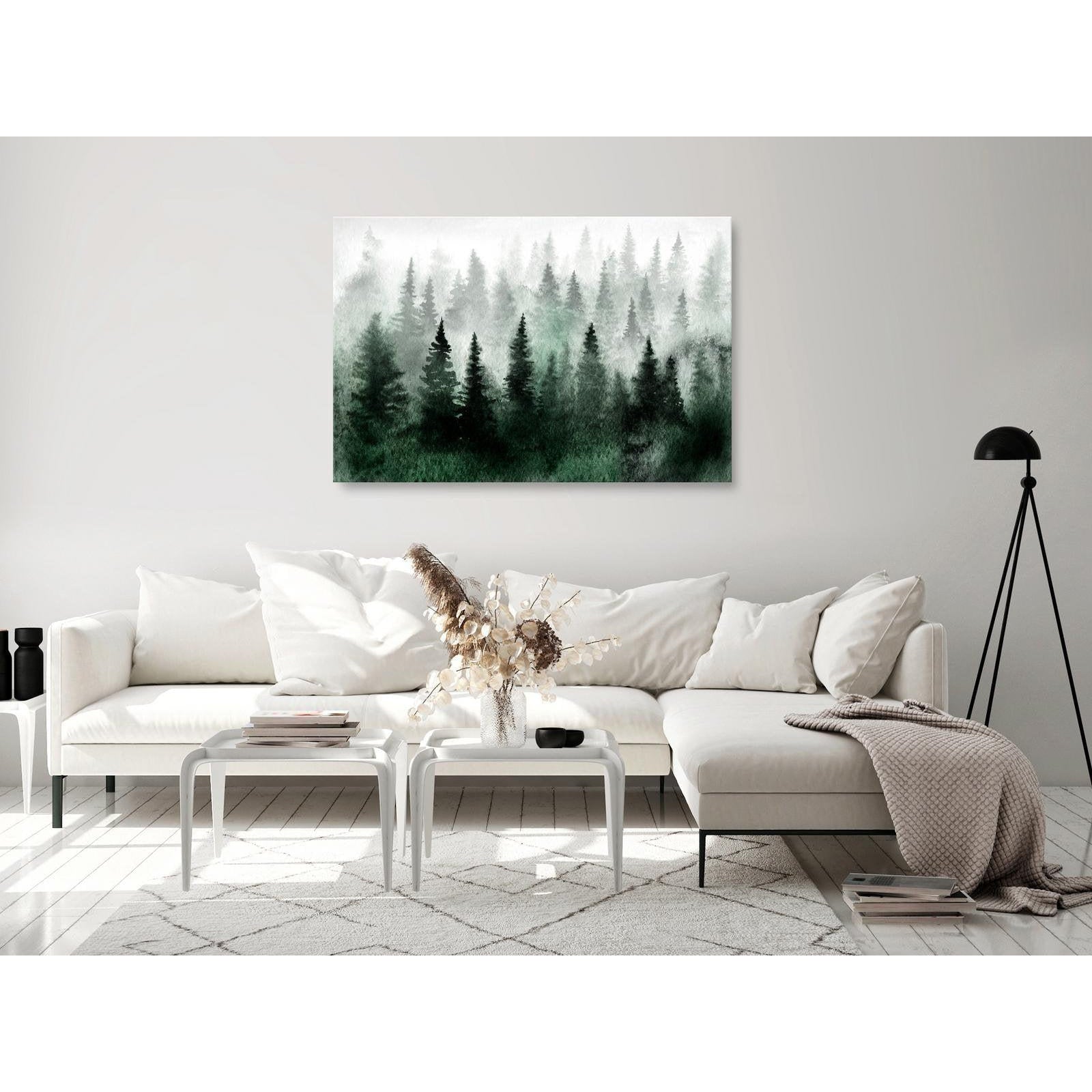 Canvas Tavla - Scandinavian Foggy Forest Wide-Tavla Canvas-Artgeist-peaceofhome.se