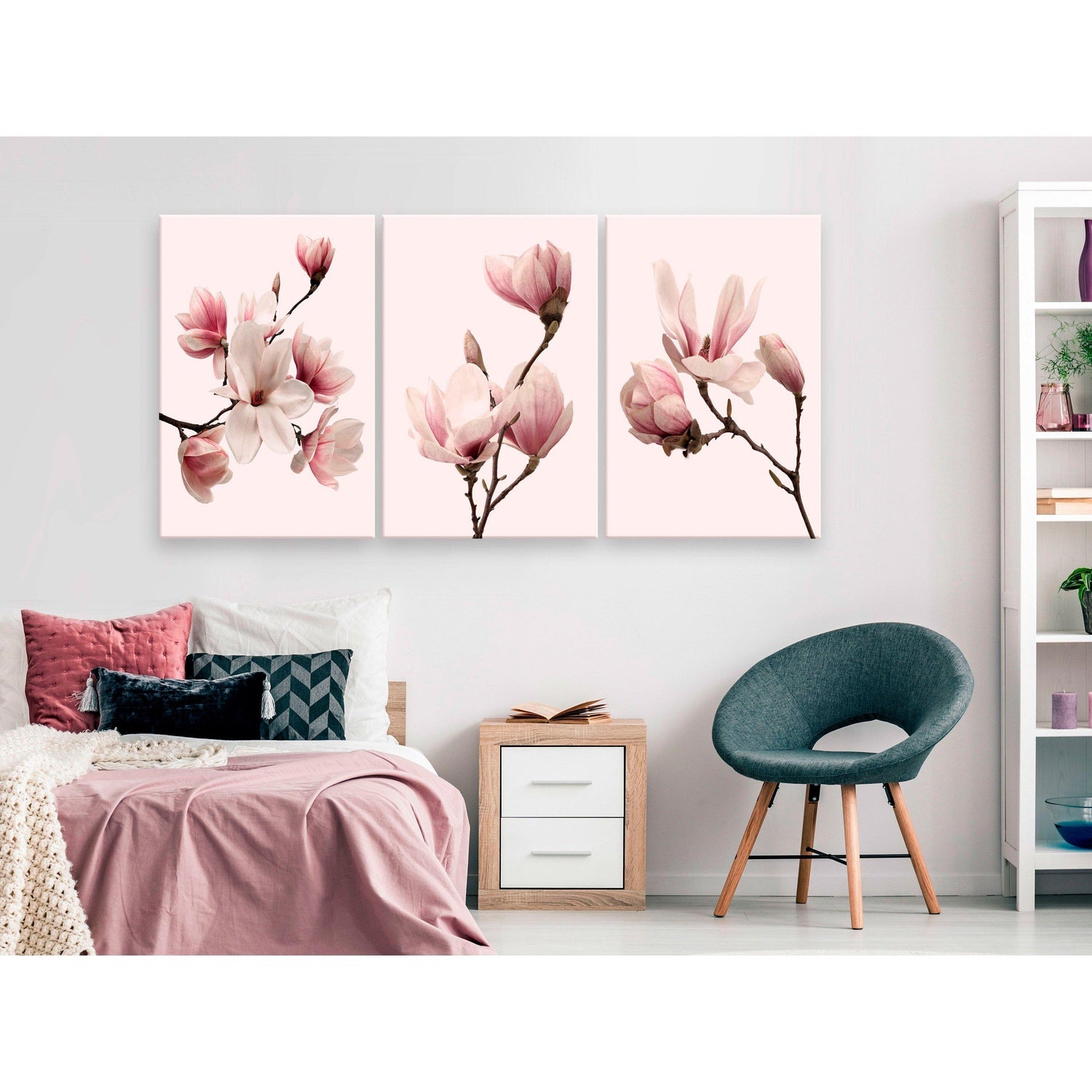 Canvas Tavla - Spring Magnolias (3 delar)-Tavla Canvas-Artgeist-120x60-peaceofhome.se