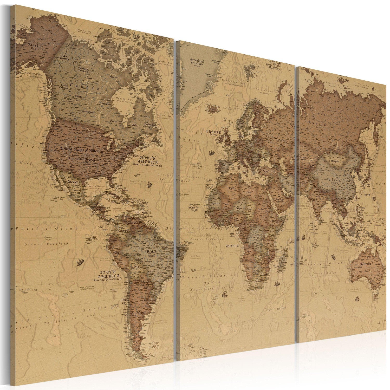 Canvas Tavla - Stylish World Map-Tavla Canvas-Artgeist-90x60-peaceofhome.se