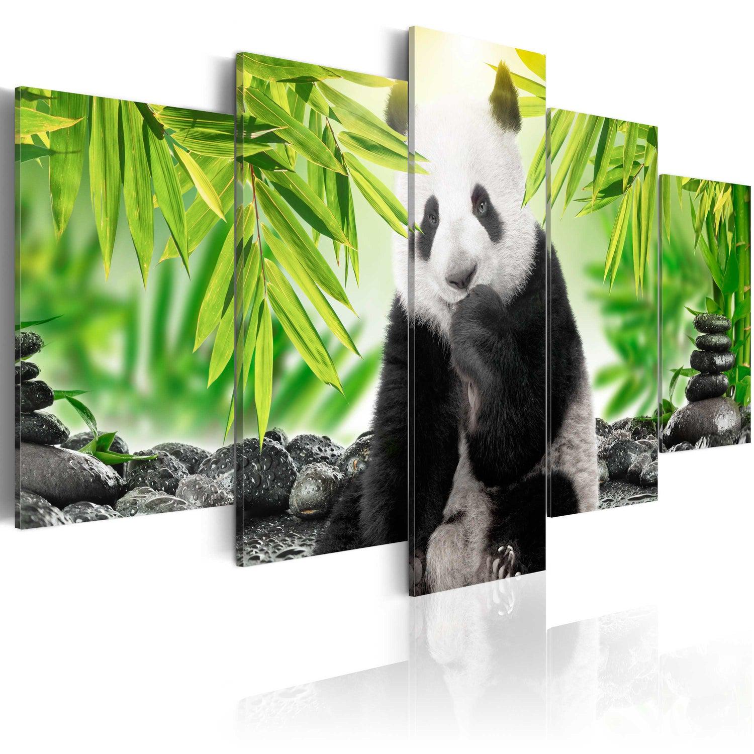 Canvas Tavla - Sweet Little Panda-Tavla Canvas-Artgeist-100x50-peaceofhome.se