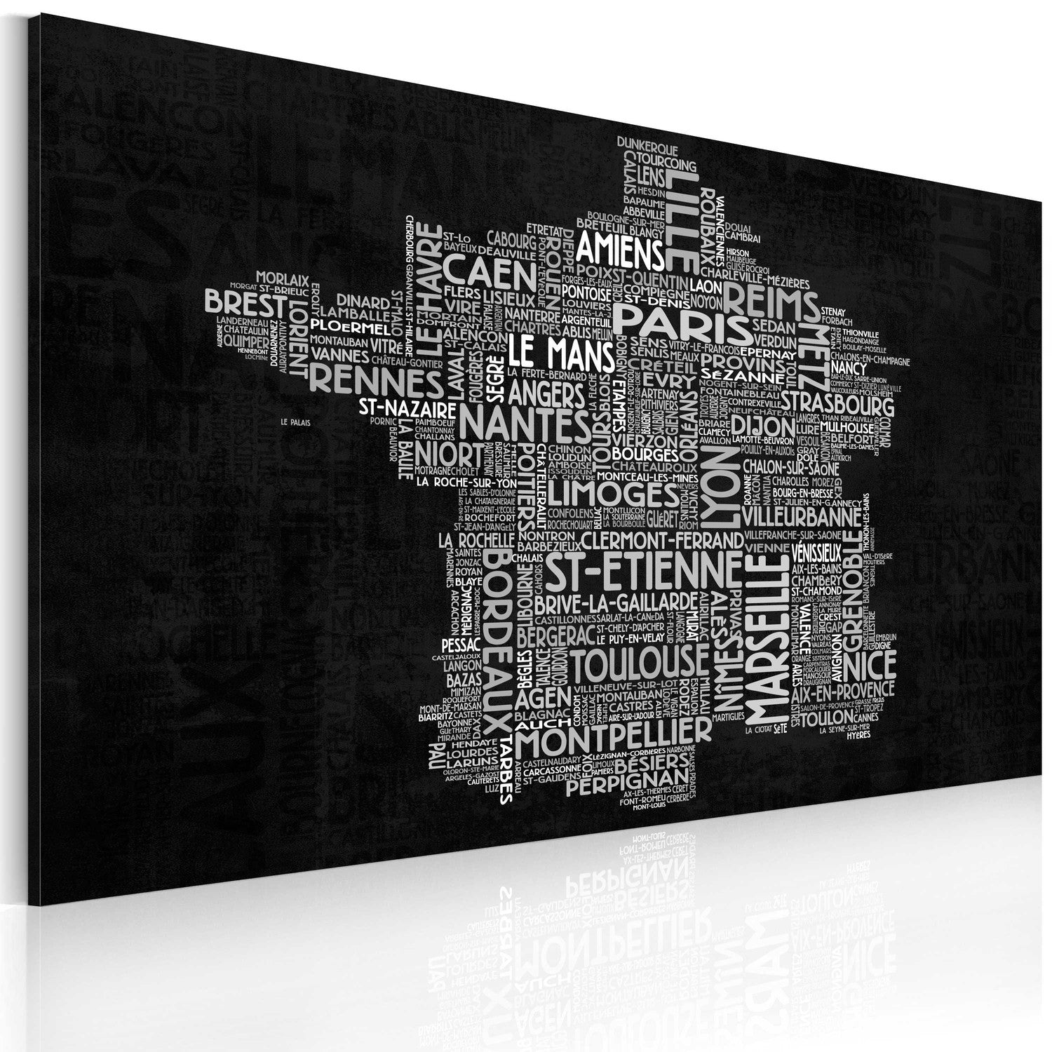 Canvas Tavla - Text map of France on the blackboard-Tavla Canvas-Artgeist-60x40-peaceofhome.se