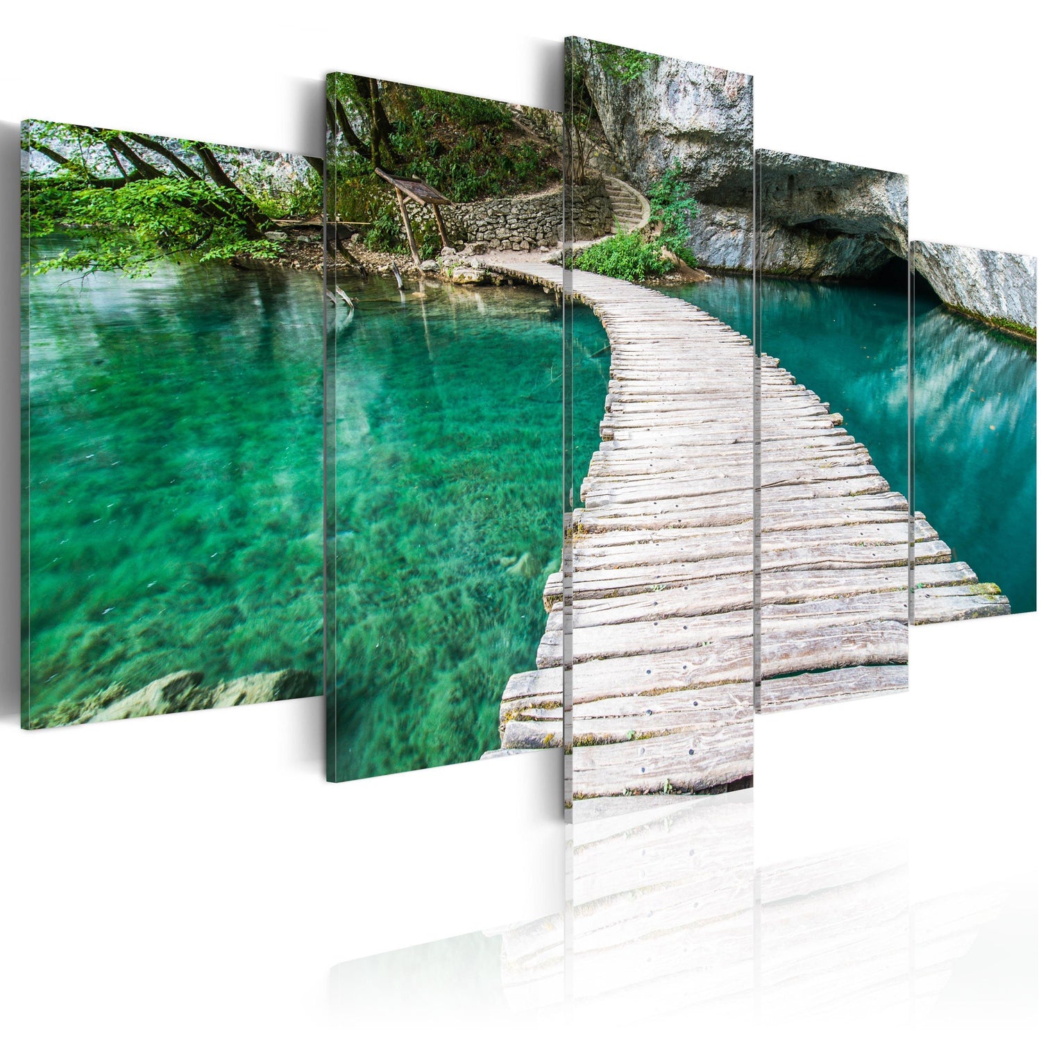 Canvas Tavla - Turquoise lake-Tavla Canvas-Artgeist-100x50-peaceofhome.se