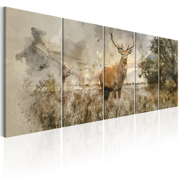 Canvas Tavla - Watercolour Deer I-Tavla Canvas-Artgeist-200x80-peaceofhome.se