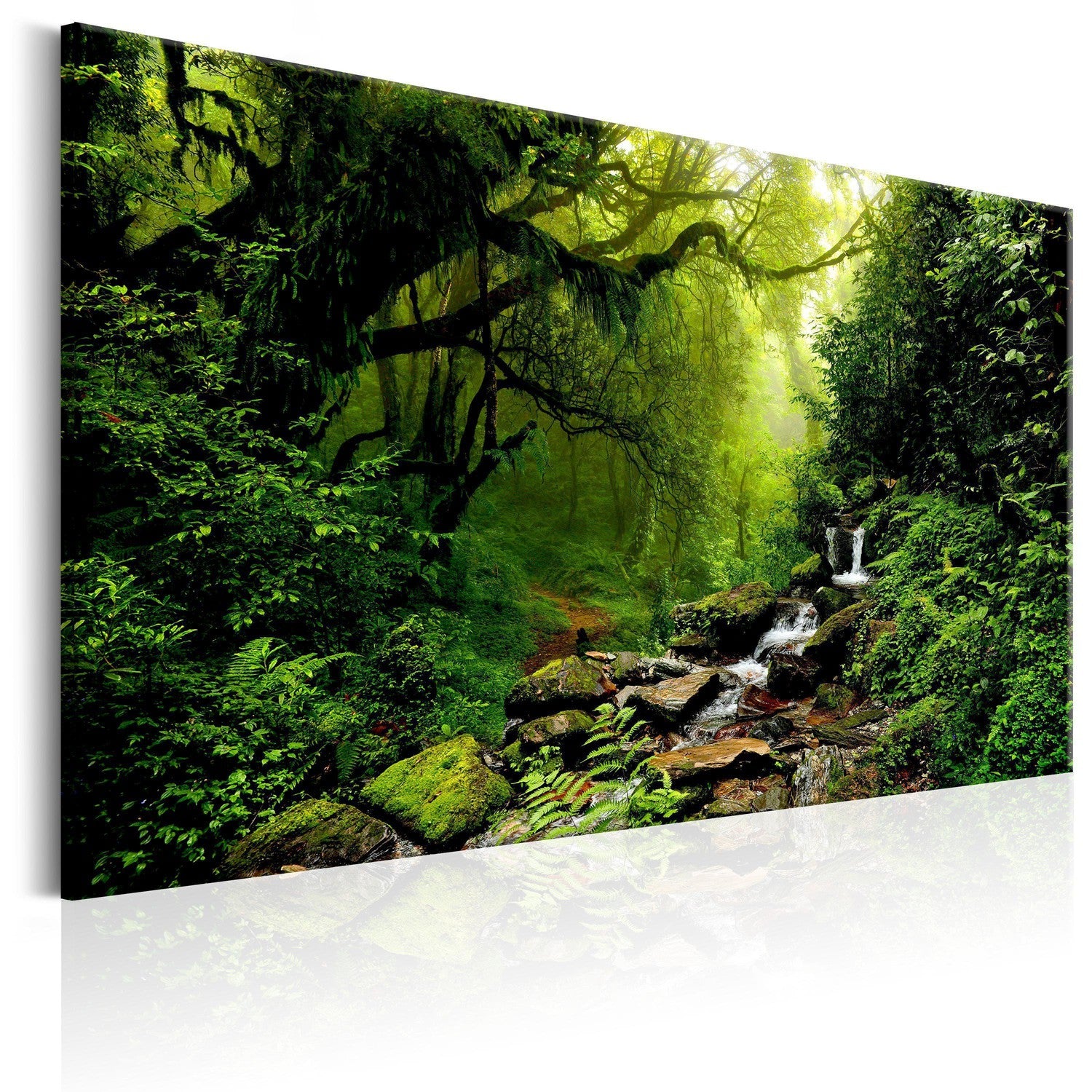 Canvas Tavla - Waterfall in the Forest-Tavla Canvas-Artgeist-90x60-peaceofhome.se