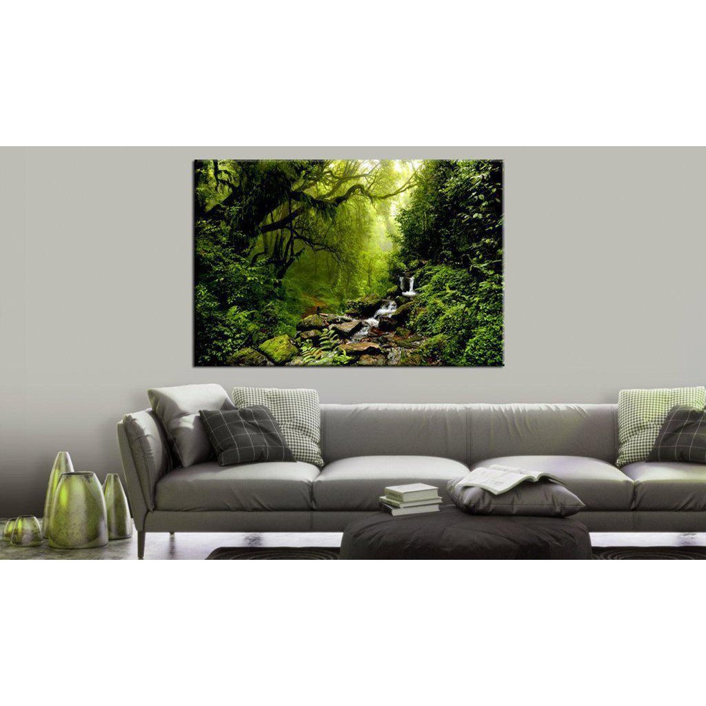 Canvas Tavla - Waterfall in the Forest-Tavla Canvas-Artgeist-peaceofhome.se