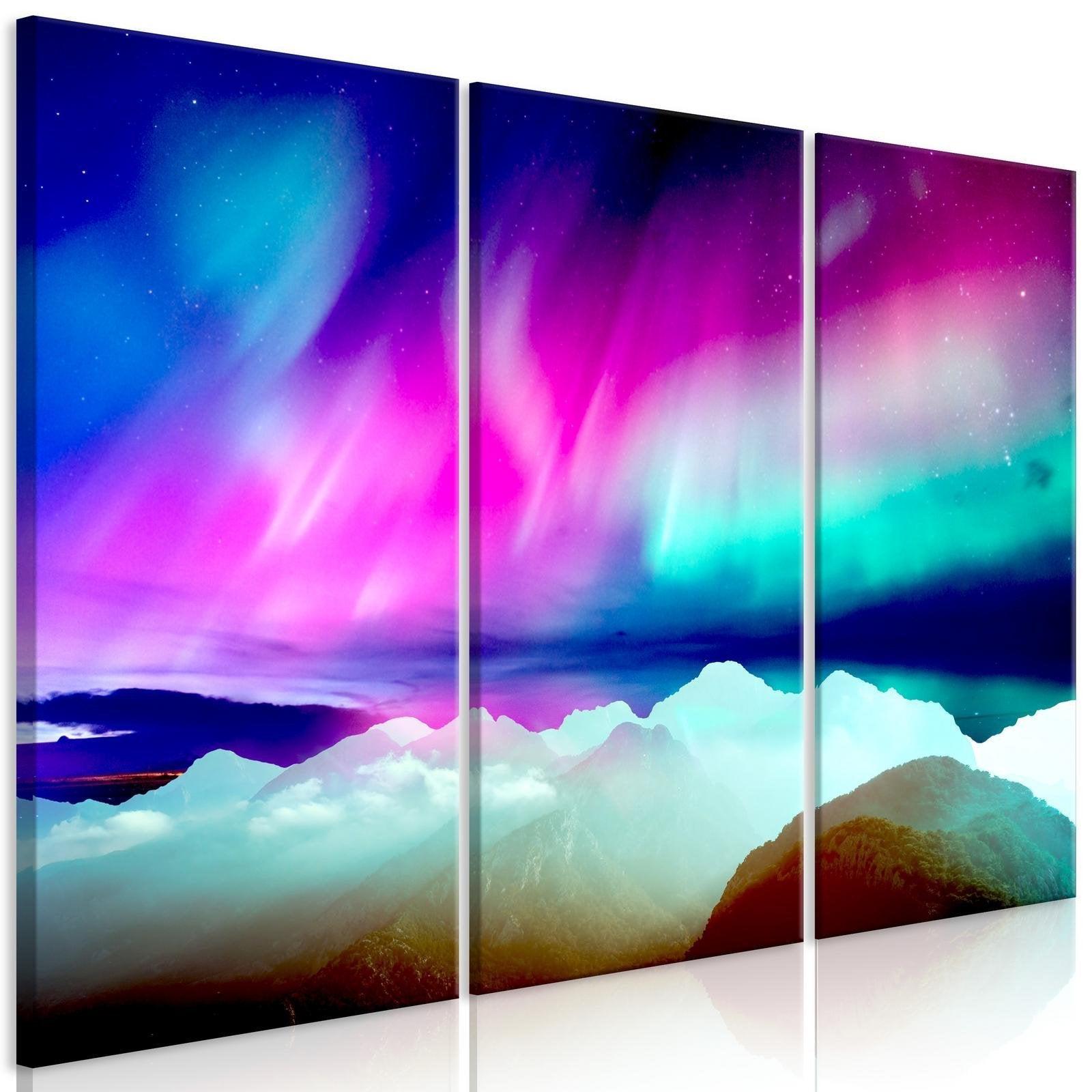 Canvas Tavla - Wonderful Aurora (3 delar)-Tavla Canvas-Artgeist-90x60-peaceofhome.se