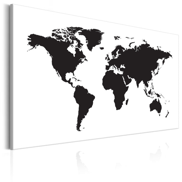 Canvas Tavla - World Map: Black & White Elegance-Tavla Canvas-Artgeist-90x60-peaceofhome.se