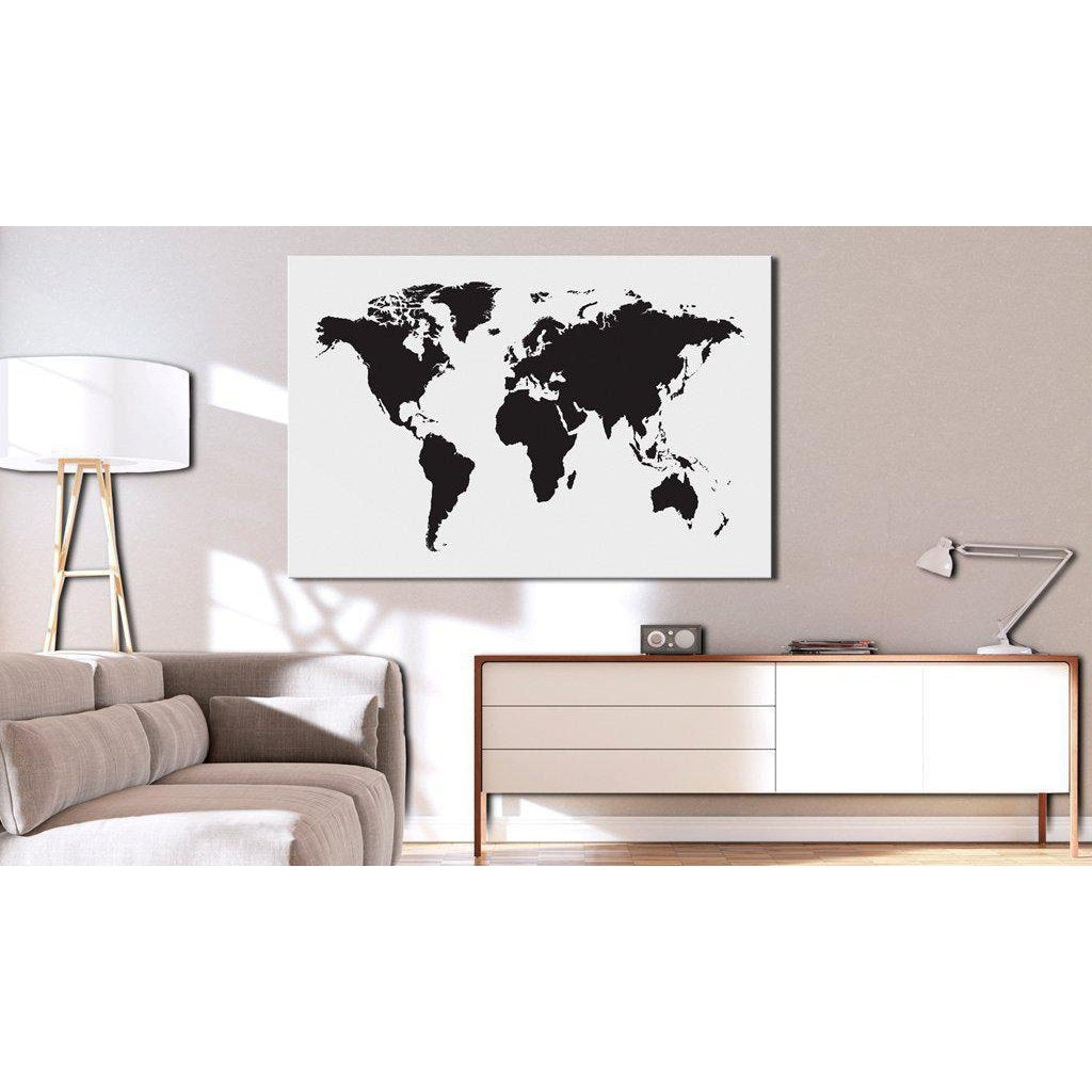 Canvas Tavla - World Map: Black & White Elegance-Tavla Canvas-Artgeist-peaceofhome.se