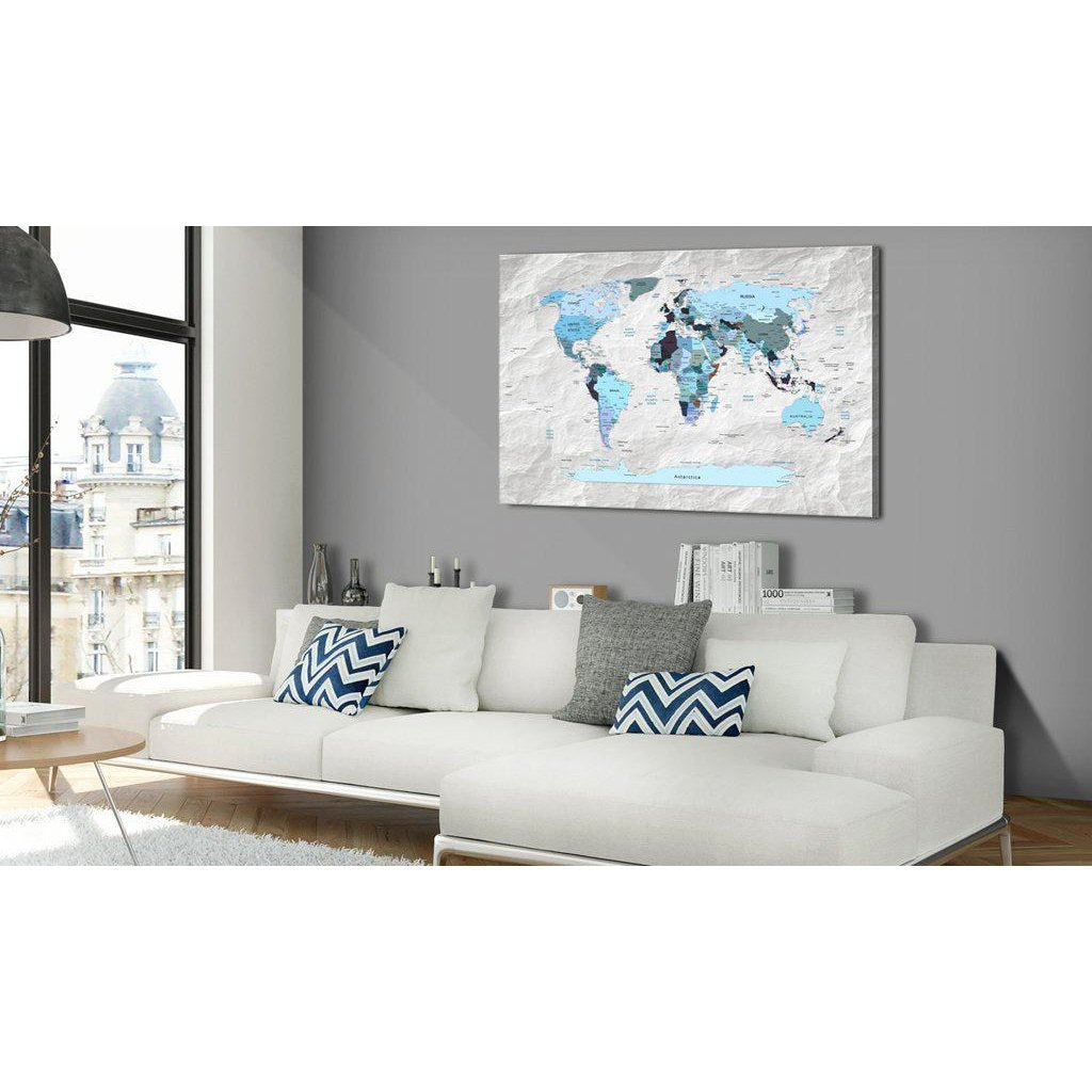 Canvas Tavla - World Map: Blue Pilgrimages-Tavla Canvas-Artgeist-peaceofhome.se
