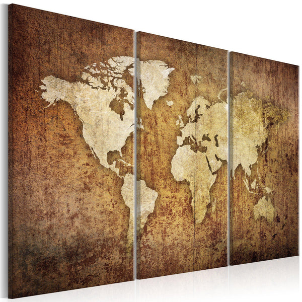 Canvas Tavla - World Map: Brown Texture-Tavla Canvas-Artgeist-90x60-peaceofhome.se