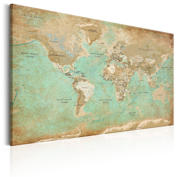 Canvas Tavla - World Map: Celadon Journey-Tavla Canvas-Artgeist-90x60-peaceofhome.se