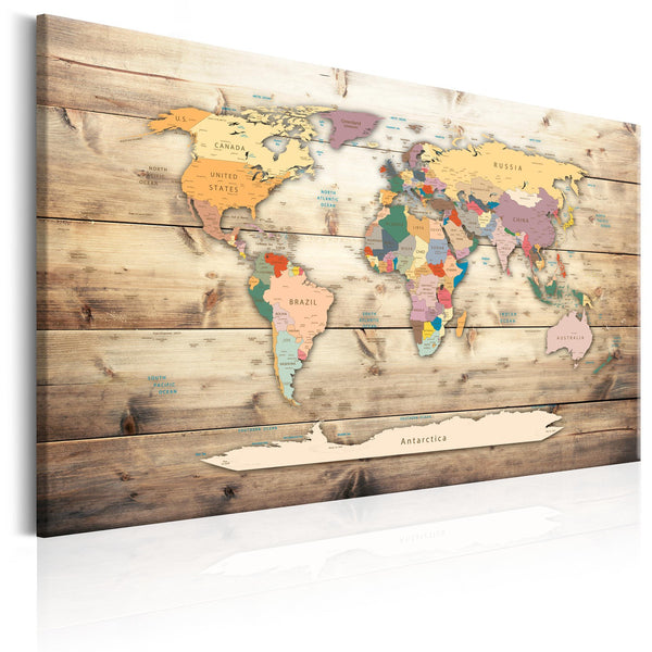 Canvas Tavla - World Map: Colourful Continents-Tavla Canvas-Artgeist-60x40-peaceofhome.se