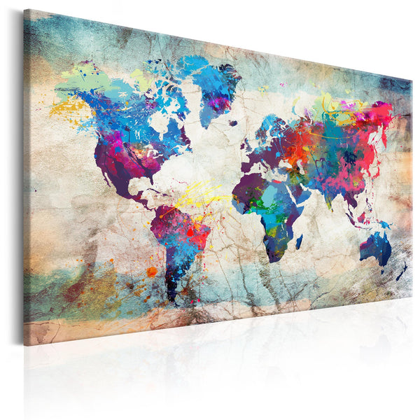 Canvas Tavla - World Map: Colourful Madness-Tavla Canvas-Artgeist-90x60-peaceofhome.se
