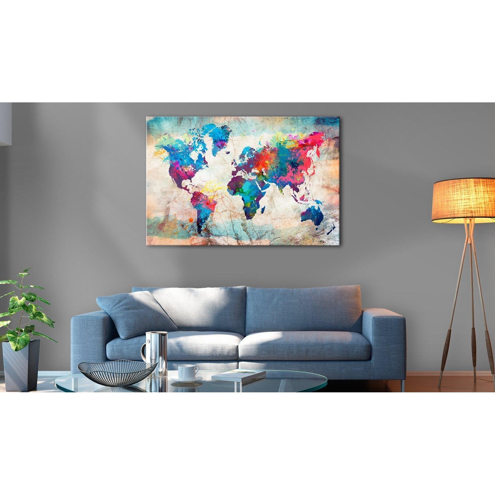 Canvas Tavla - World Map: Colourful Madness-Tavla Canvas-Artgeist-peaceofhome.se