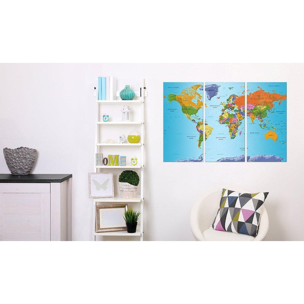 Canvas Tavla - World Map: Colourful Note-Tavla Canvas-Artgeist-peaceofhome.se