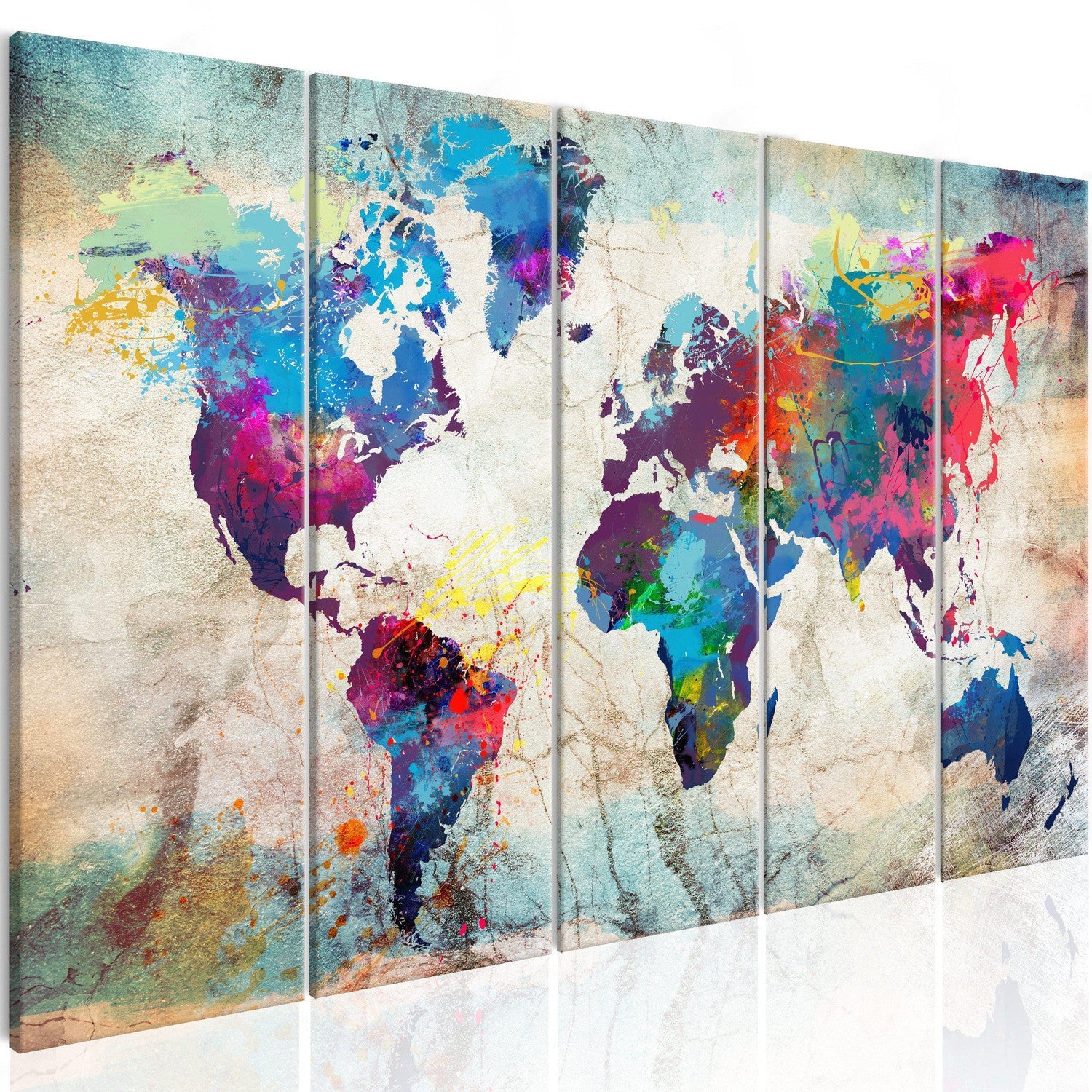 Canvas Tavla - World Map: Cracked Wall-Tavla Canvas-Artgeist-200x80-peaceofhome.se