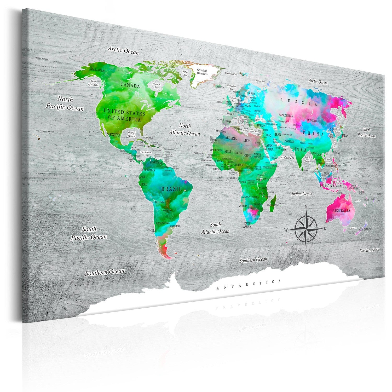 Canvas Tavla - World Map: Green Paradise-Tavla Canvas-Artgeist-60x40-peaceofhome.se