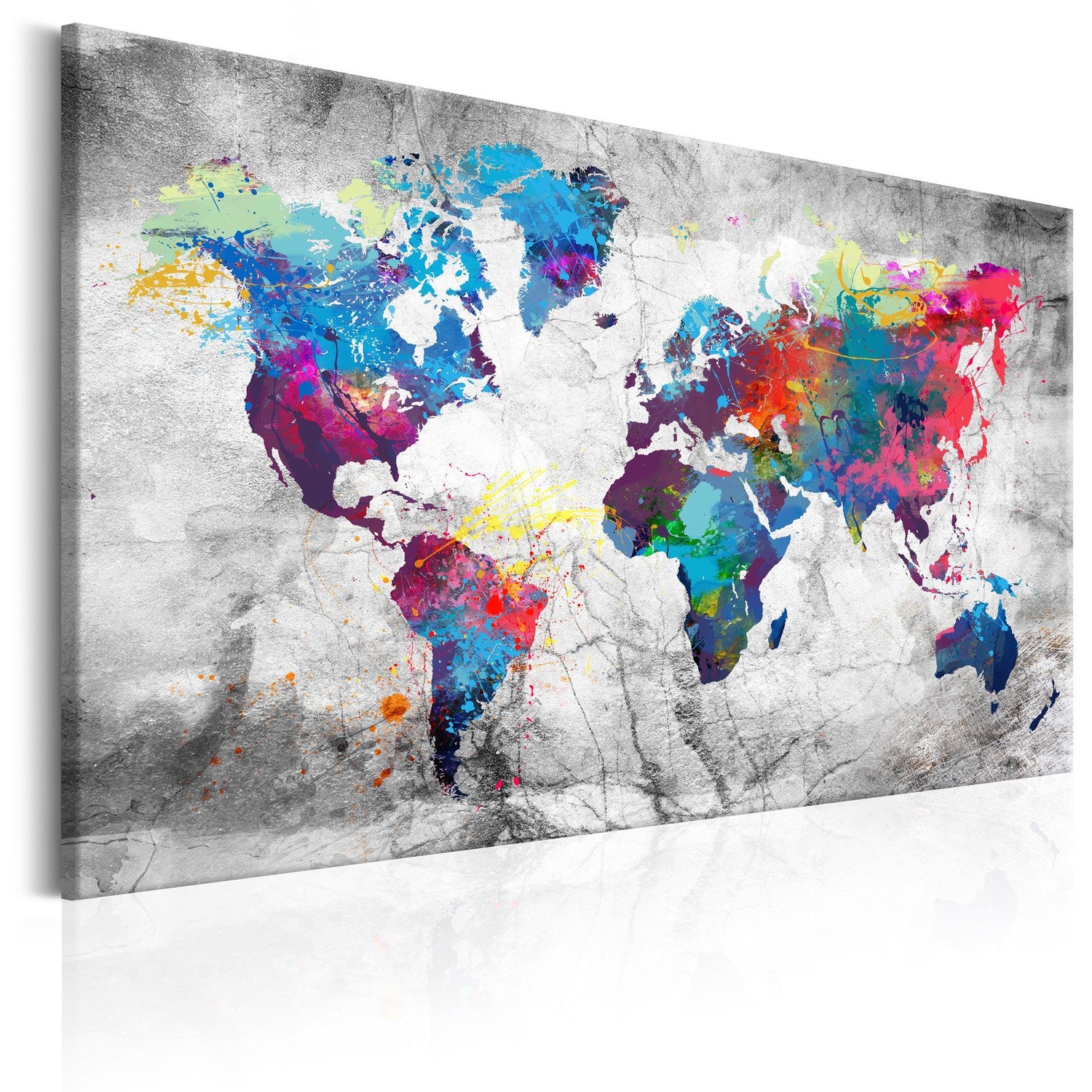 Canvas Tavla - World Map: Grey Style-Tavla Canvas-Artgeist-90x60-peaceofhome.se