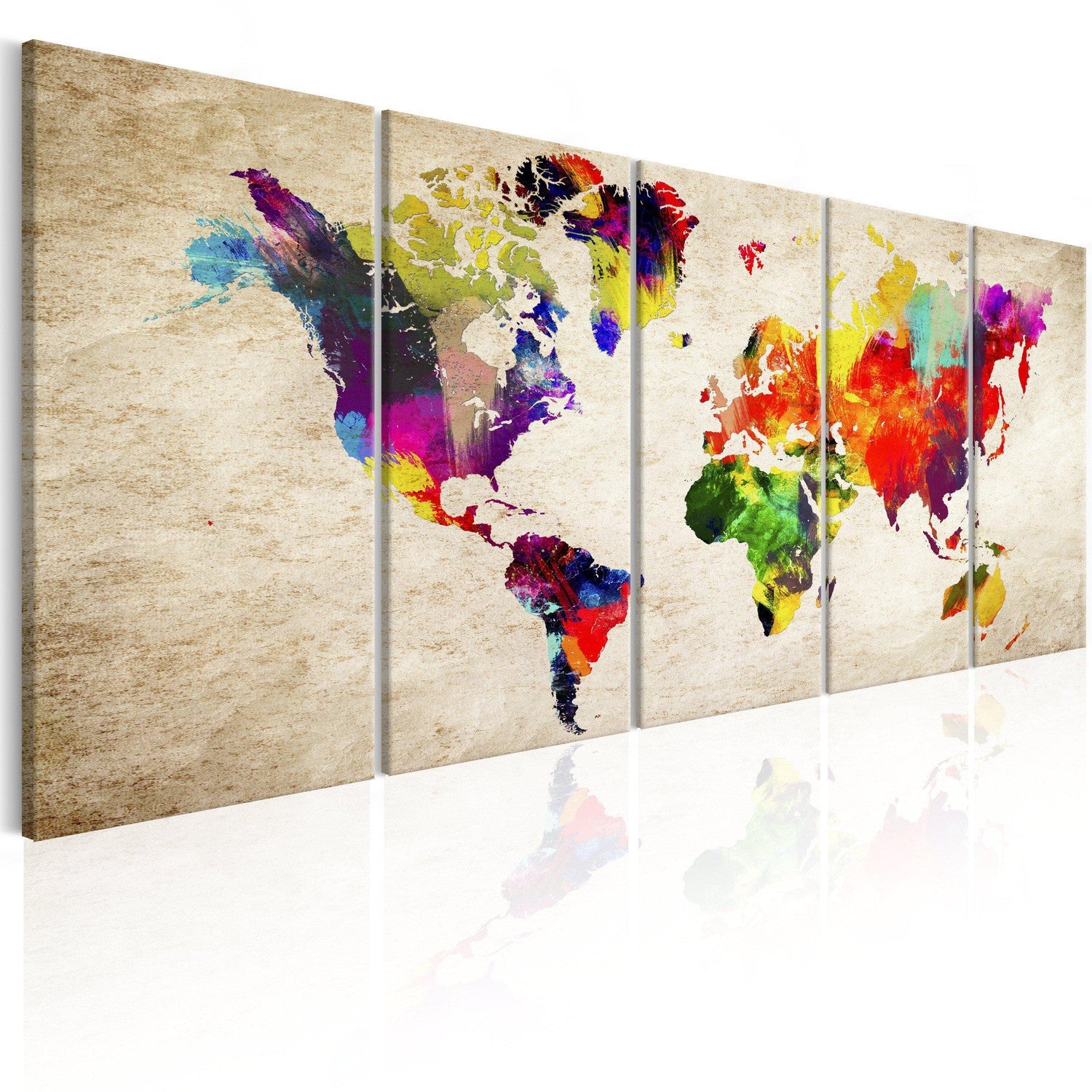 Canvas Tavla - World Map: Painted World-Tavla Canvas-Artgeist-225x90-peaceofhome.se