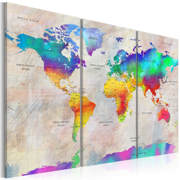 Canvas Tavla - World Map: Rainbow Gradient-Tavla Canvas-Artgeist-90x60-peaceofhome.se
