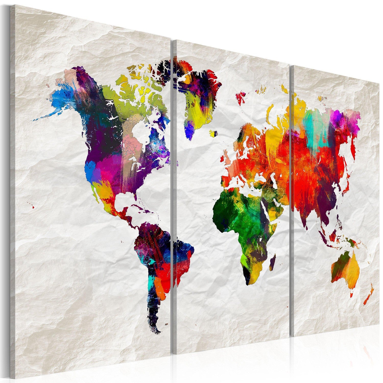 Canvas Tavla - World Map: Rainbow Madness II-Tavla Canvas-Artgeist-90x60-peaceofhome.se