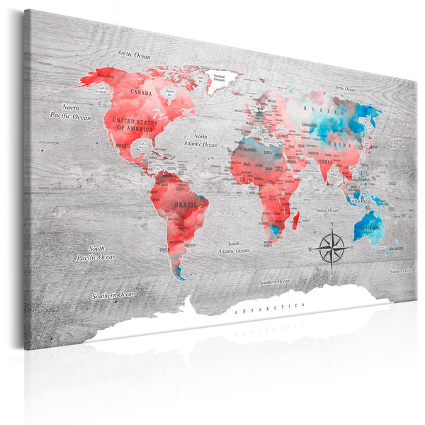 Canvas Tavla - World Map: Red Roam-Tavla Canvas-Artgeist-60x40-peaceofhome.se