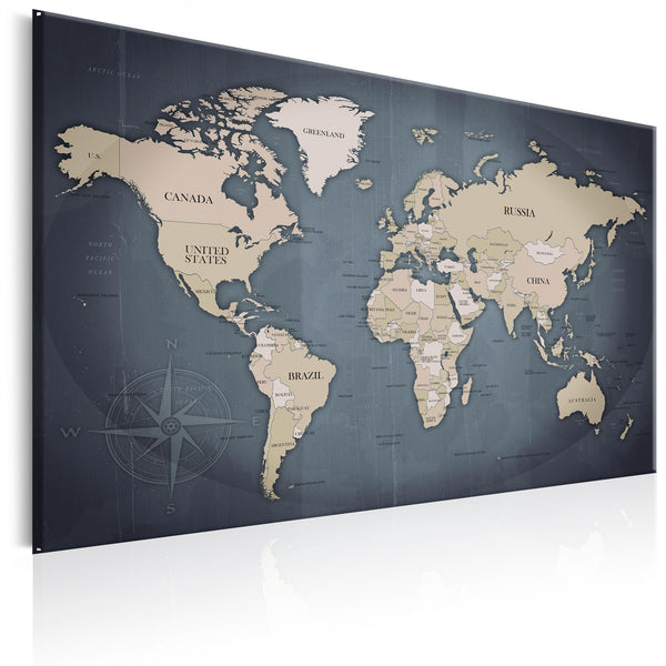 Canvas Tavla - World Map: Shades of Grey-Tavla Canvas-Artgeist-60x40-peaceofhome.se