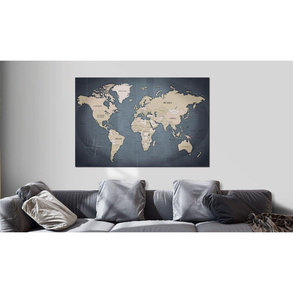 Canvas Tavla - World Map: Shades of Grey-Tavla Canvas-Artgeist-peaceofhome.se