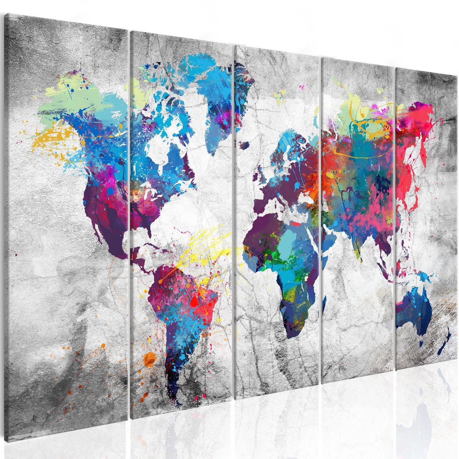 Canvas Tavla - World Map: Spilt Paint-Tavla Canvas-Artgeist-200x80-peaceofhome.se