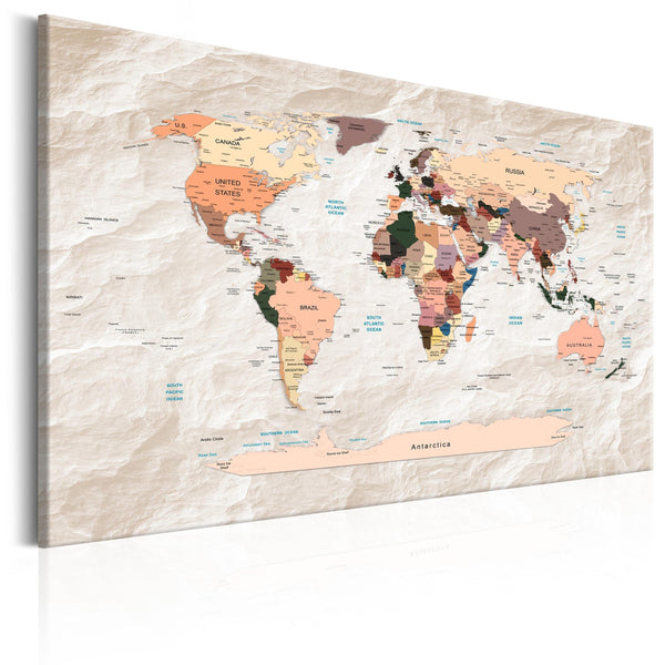 Canvas Tavla - World Map: Stony Oceans-Tavla Canvas-Artgeist-60x40-peaceofhome.se