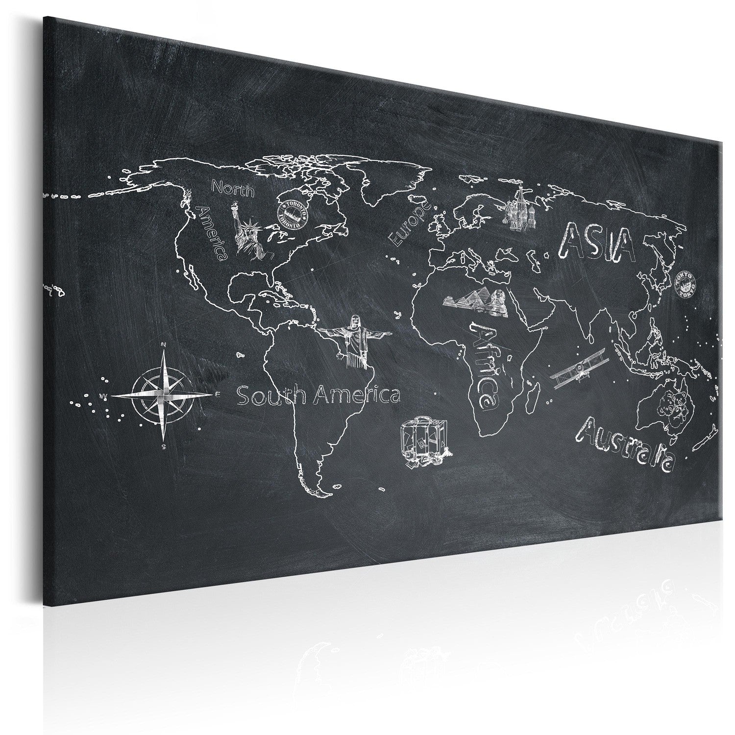 Canvas Tavla - World Map: Travel broadens the Mind-Tavla Canvas-Artgeist-60x40-peaceofhome.se