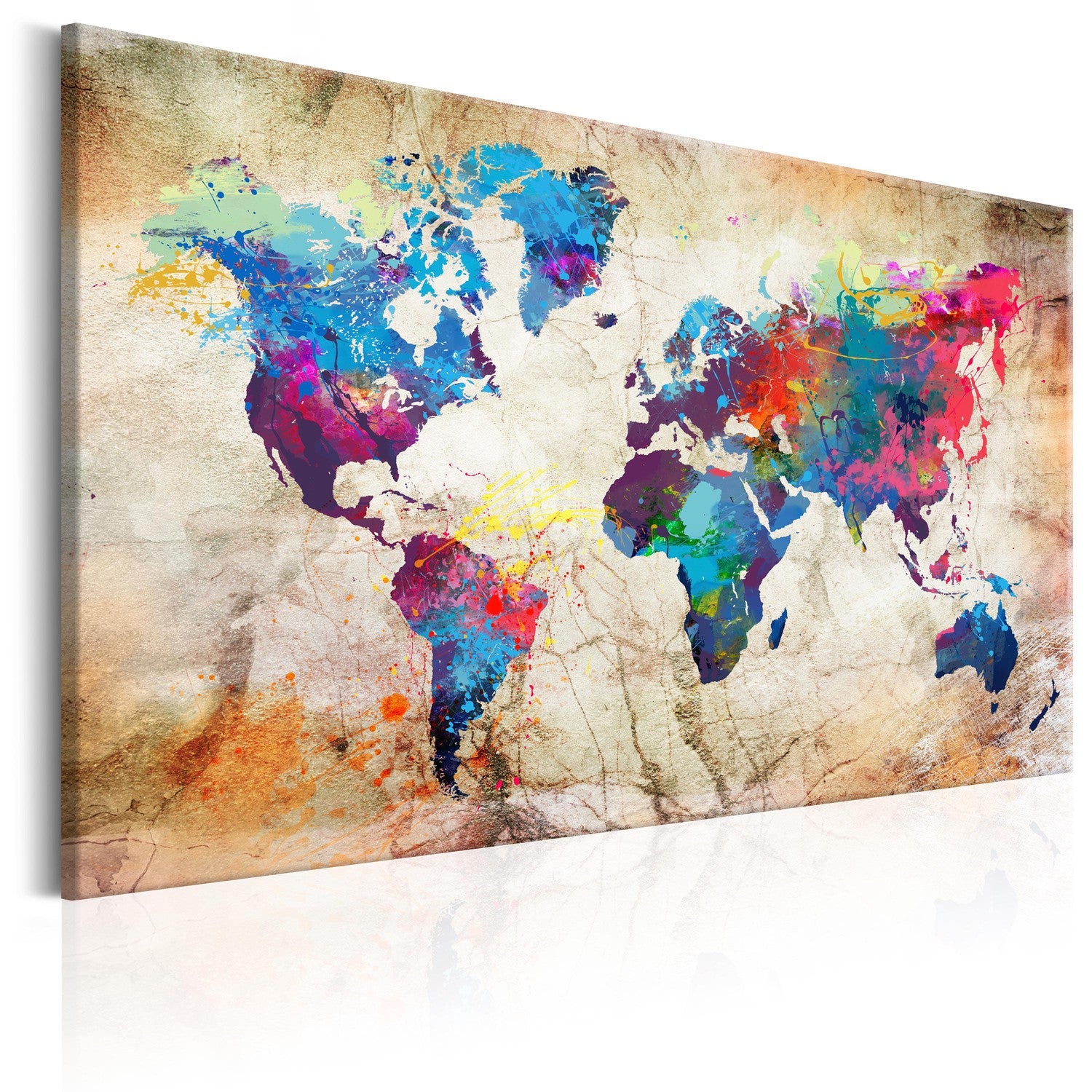 Canvas Tavla - World Map: Urban Style-Tavla Canvas-Artgeist-90x60-peaceofhome.se