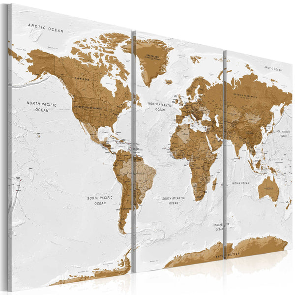 Canvas Tavla - World Map: White Poetry-Tavla Canvas-Artgeist-90x60-peaceofhome.se