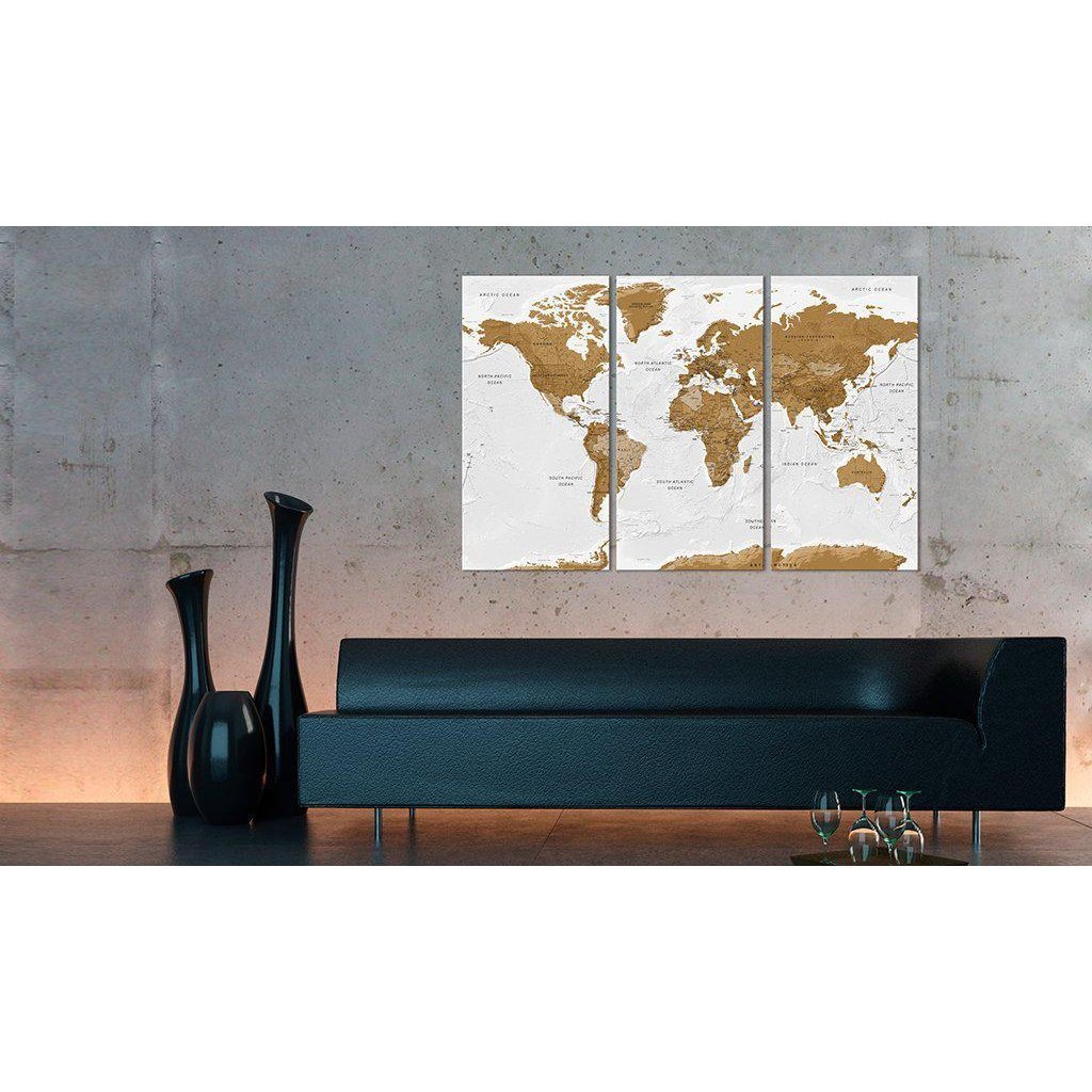 Canvas Tavla - World Map: White Poetry-Tavla Canvas-Artgeist-peaceofhome.se