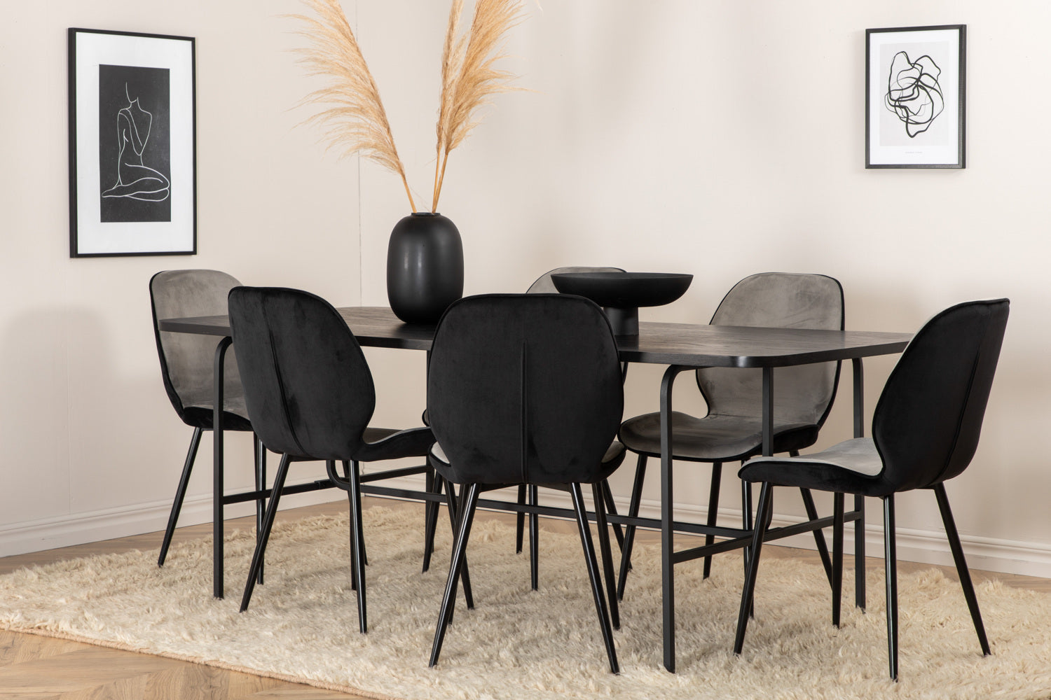 EMMA UNO Matbord 200x90 + 6 stolar-Venture Home-peaceofhome.se